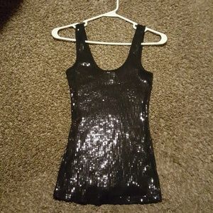 Xs express black dressy tank. Front is sequins